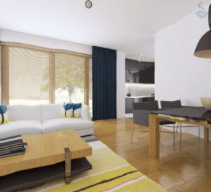 КД-640: одноэтажный каркасный дом с плоской крышей