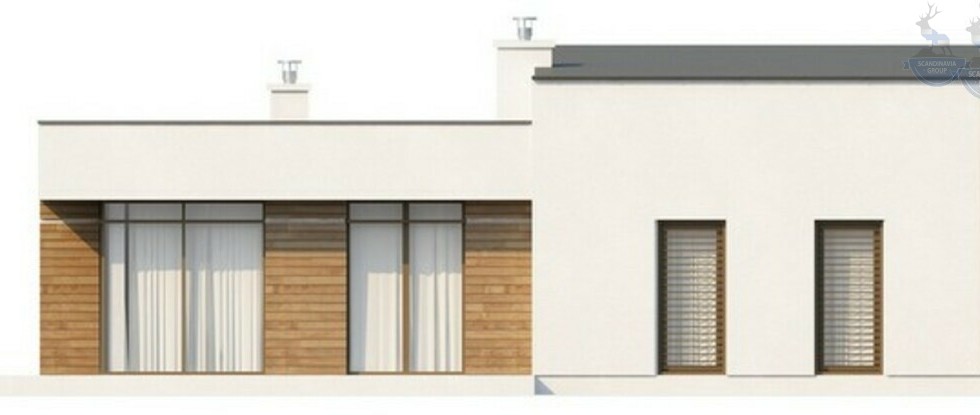 КД-640: одноэтажный каркасный дом с плоской крышей