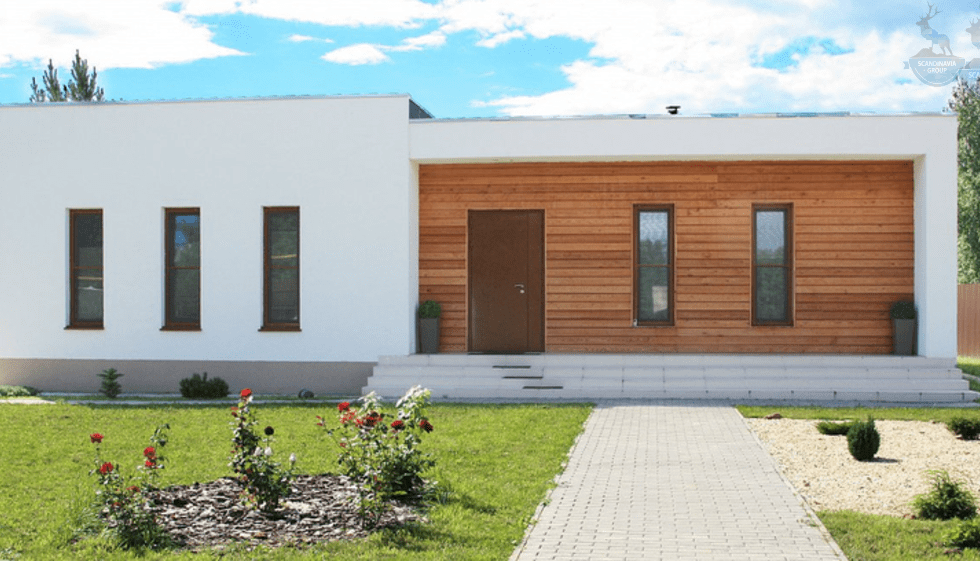 КД-640: одноэтажный каркасный дом с плоской крышей