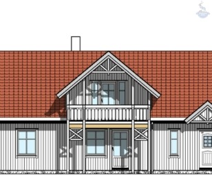 КД-710: каркасный дом с балконом и террасой