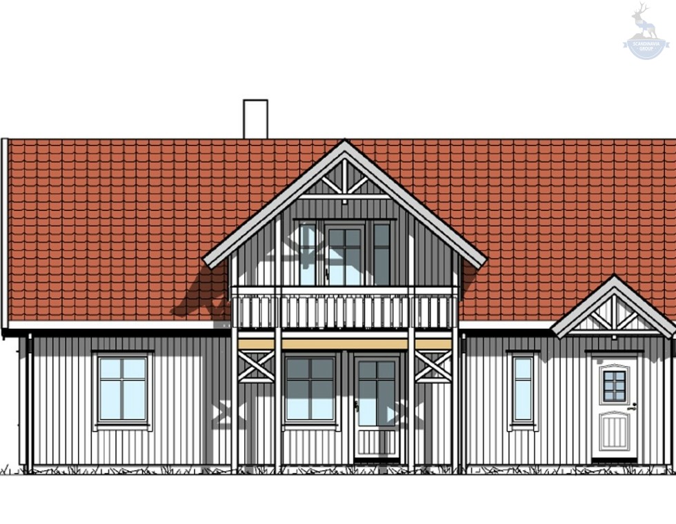 КД-710: каркасный дом с балконом и террасой