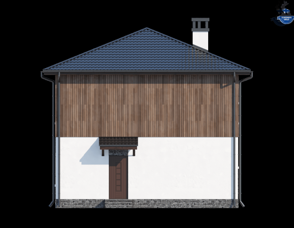 КД-730: двухэтажный каркасный дом с террасой и балконом