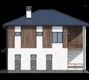 КД-730: двухэтажный каркасный дом с террасой и балконом