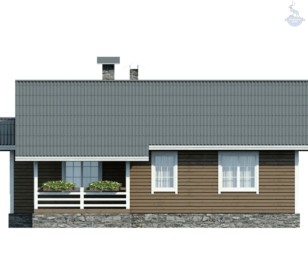 КД-750: одноэтажный каркасный дом с верандой и вторым светом