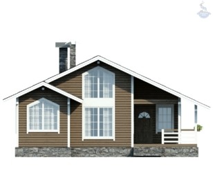 КД-750: одноэтажный каркасный дом с верандой и вторым светом