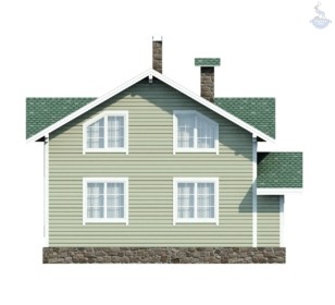 КД-770: двухэтажный каркасный дом с высокими потолками и крыльцом