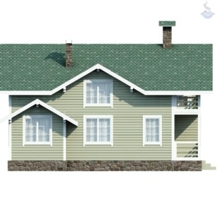 КД-770: двухэтажный каркасный дом с высокими потолками и крыльцом