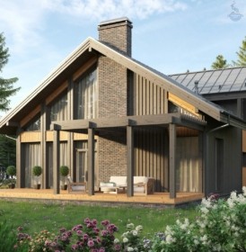 КД-820: двухэтажный каркасный дом с террасой и сауной