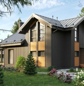 КД-820: двухэтажный каркасный дом с террасой и сауной