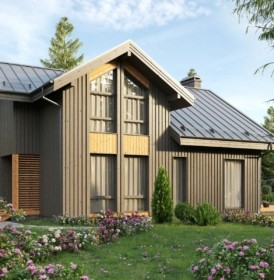 КД-820: двухэтажный каркасный дом с террасой и сауной