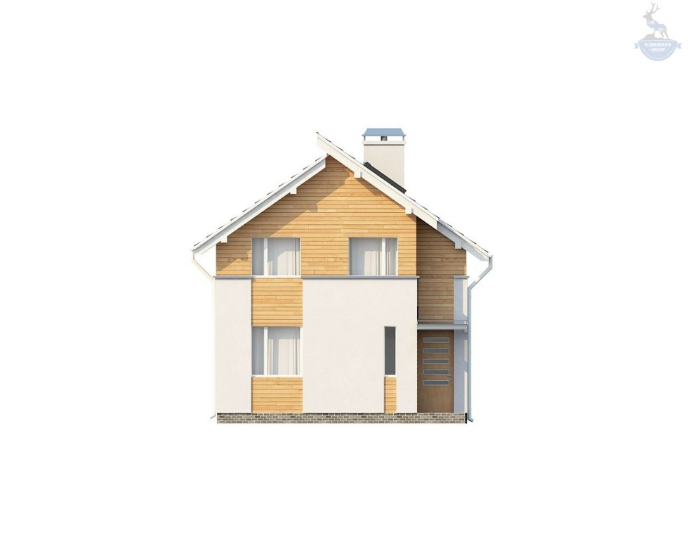 КД-890: 2-х этажный каркасный дом с балконом и террасой