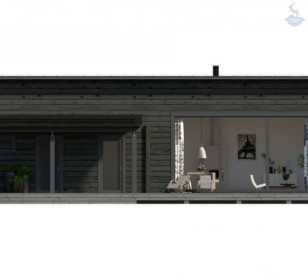 КД-870: одноэтажный каркасный дом с плоской крышей и сауной