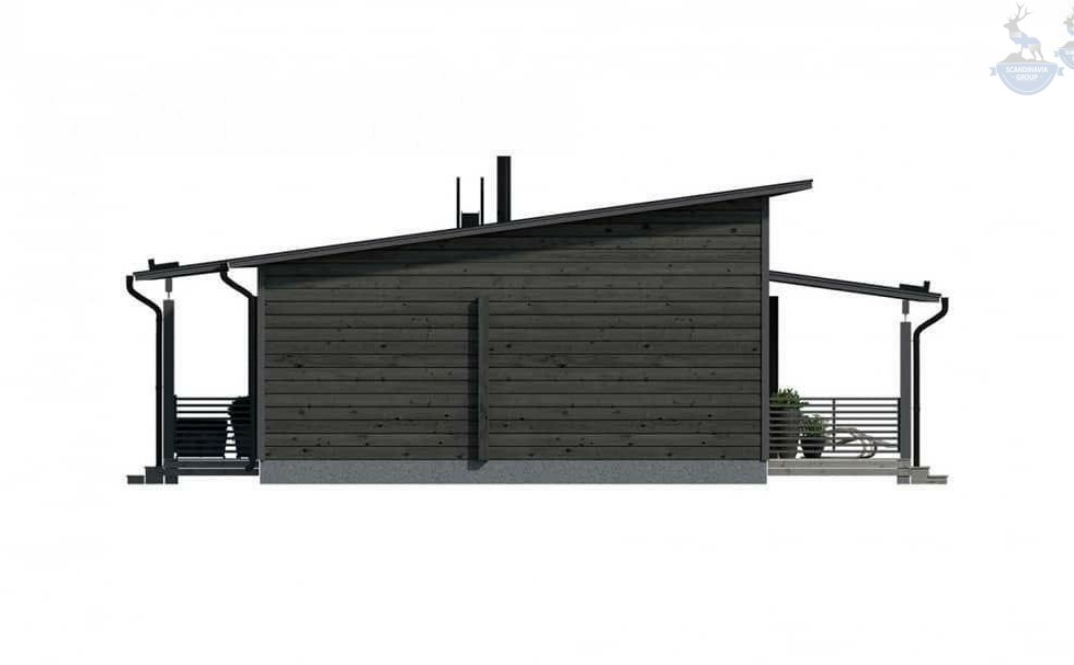 КД-870: одноэтажный каркасный дом с плоской крышей и сауной