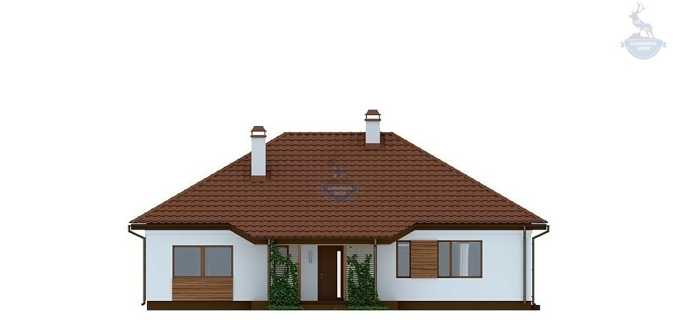 КД-240: одноэтажный каркасный дом с крытой террасой