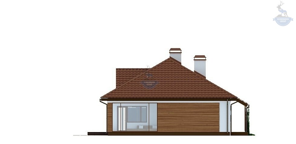 КД-240: одноэтажный каркасный дом с крытой террасой