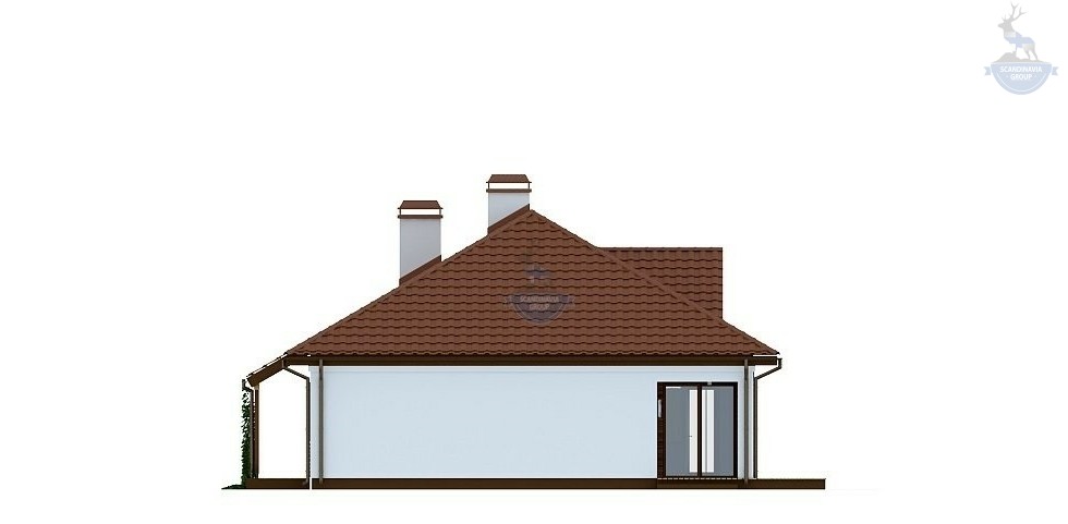 КД-240: одноэтажный каркасный дом с крытой террасой