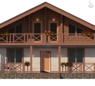 КД-270: двухэтажный каркасный дом с балконом и двумя террасами