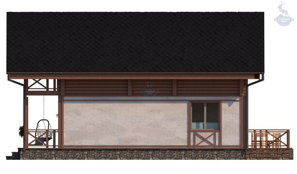 КД-270: двухэтажный каркасный дом с балконом и двумя террасами