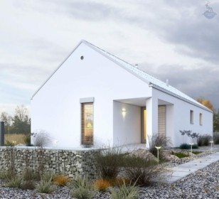 КД-980: одноэтажный каркасный дом с панорамными окнами и вторым светом