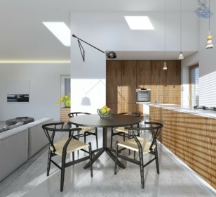 КД-980: одноэтажный каркасный дом с панорамными окнами и вторым светом