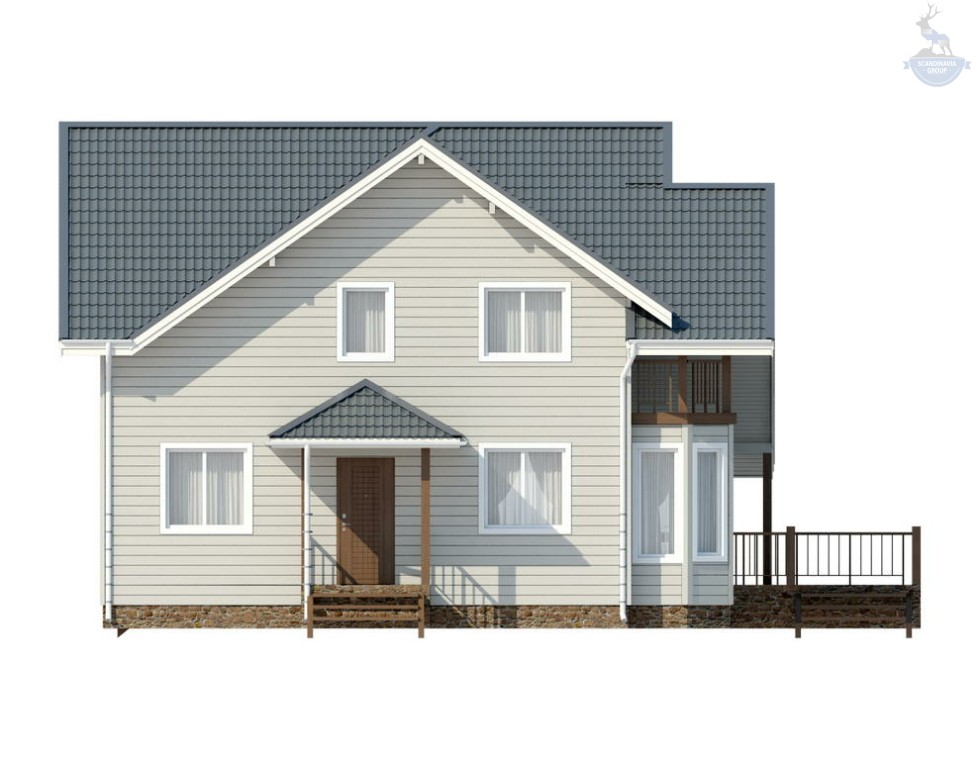 КД-30: двухэтажный каркасный дом с террасой