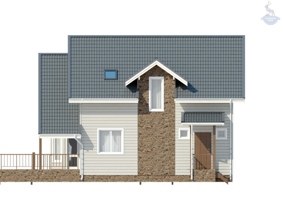 КД-30: двухэтажный каркасный дом с террасой