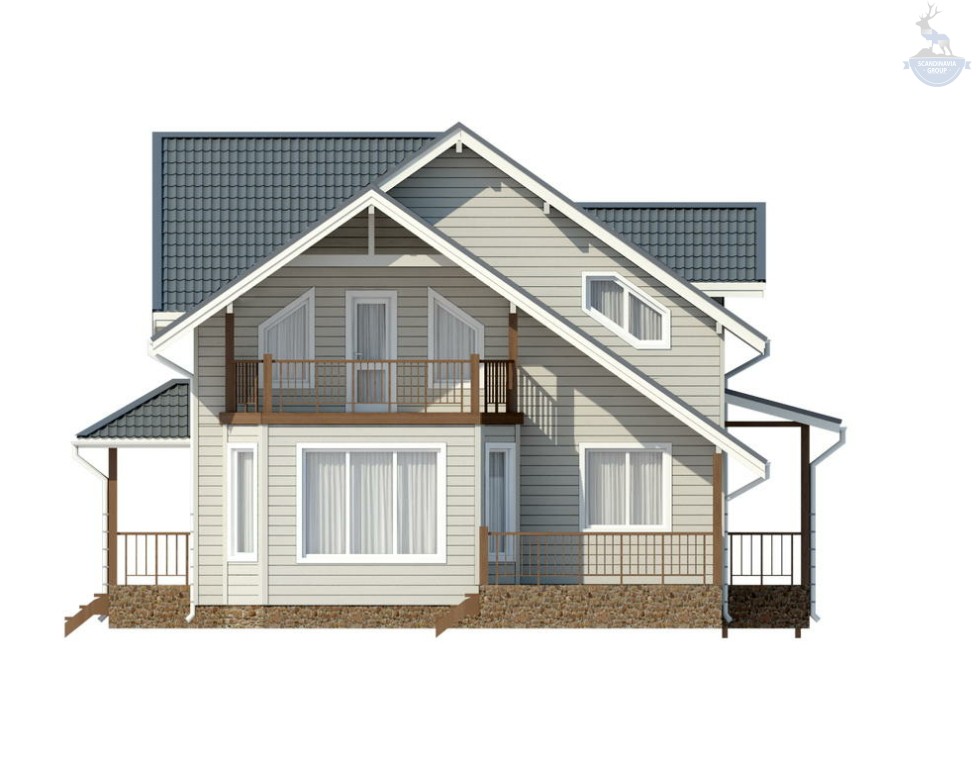КД-30: двухэтажный каркасный дом с террасой