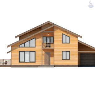 КД-60: двухэтажный каркасный дом с балконом, мансардой и террасой