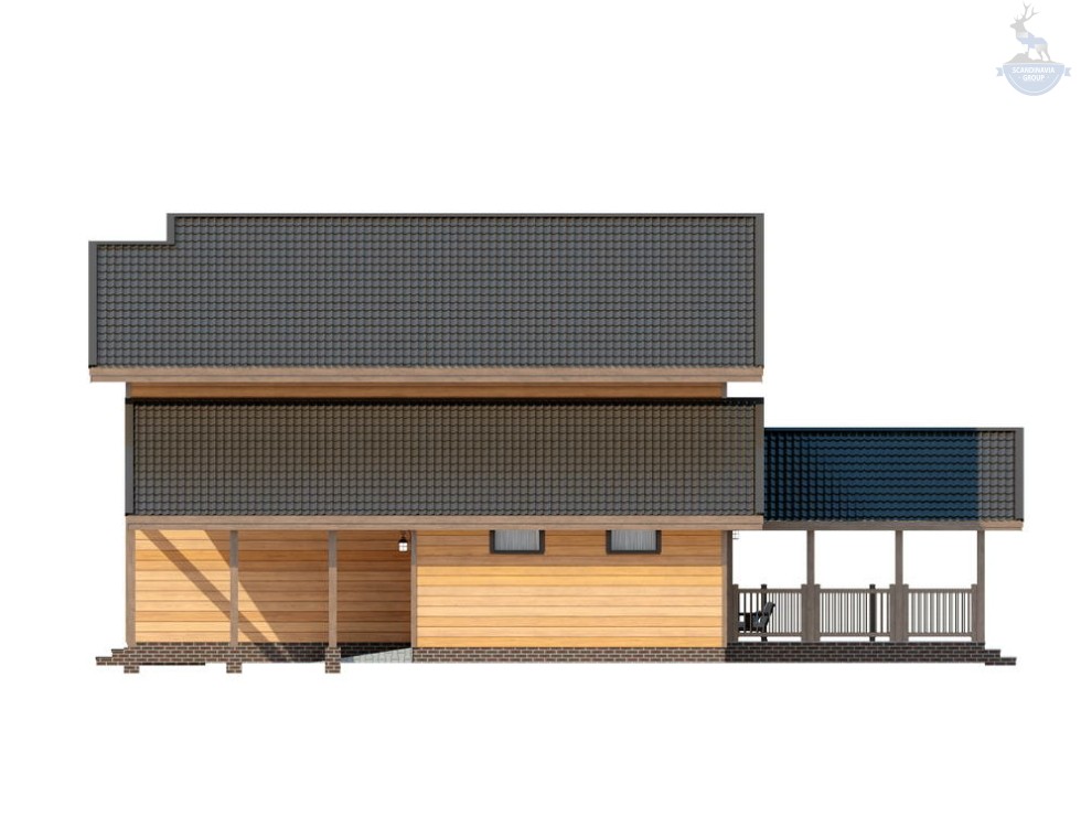 КД-60: двухэтажный каркасный дом с балконом, мансардой и террасой