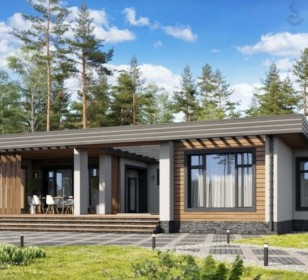 КД-1020: современный каркасный дом с плоской крышей