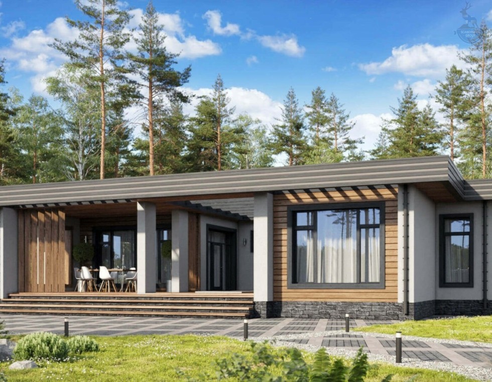 КД-1020: современный каркасный дом с плоской крышей