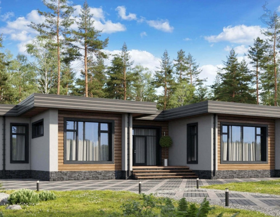 КД-1020: современный каркасный дом с плоской крышей