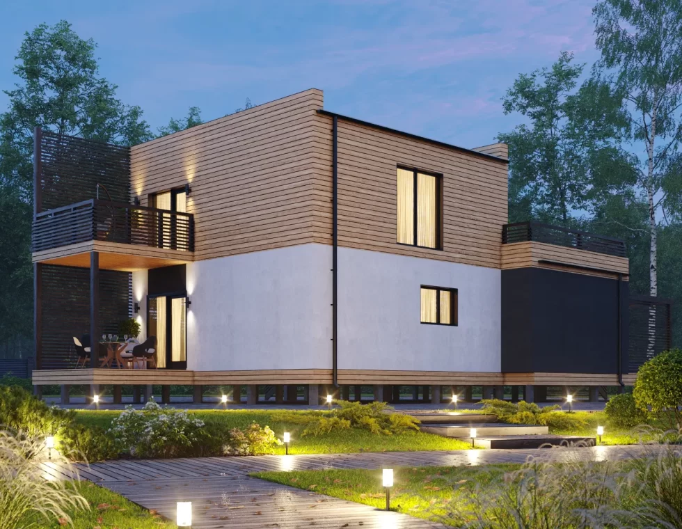 КД-1170: каркасный дом с плоской кровлей