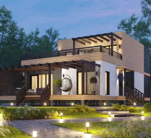 КД-1170: каркасный дом с плоской кровлей