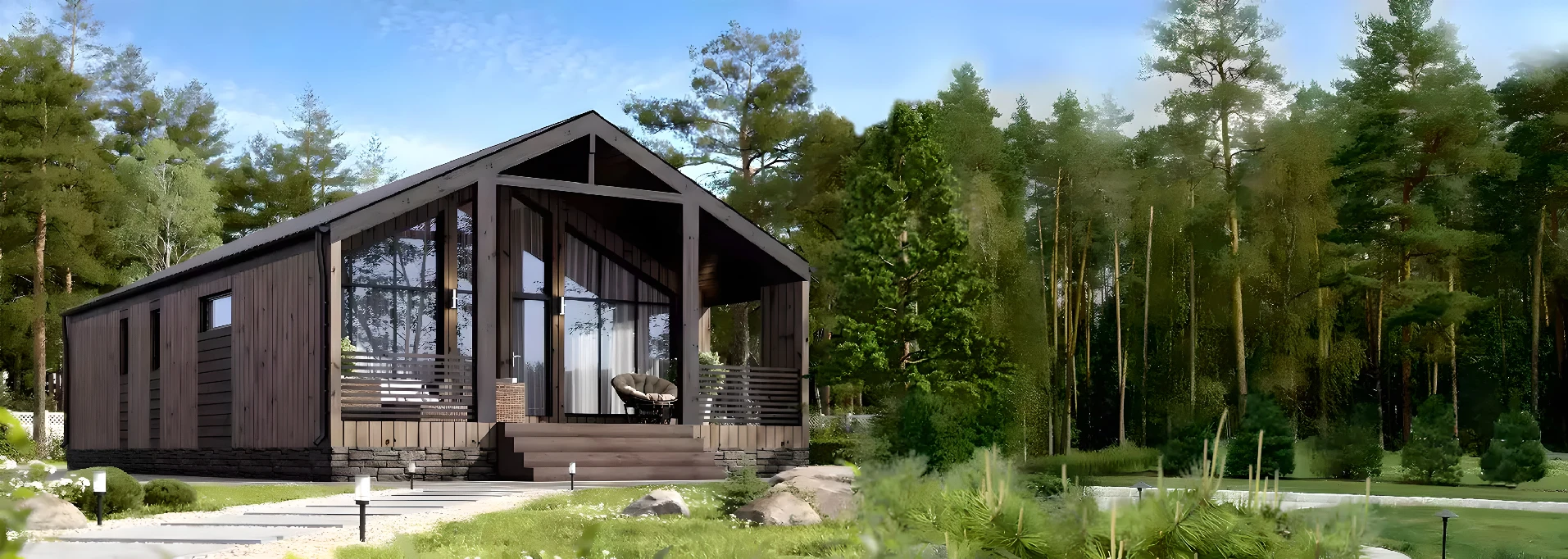 барнхаус с панорамными окнами