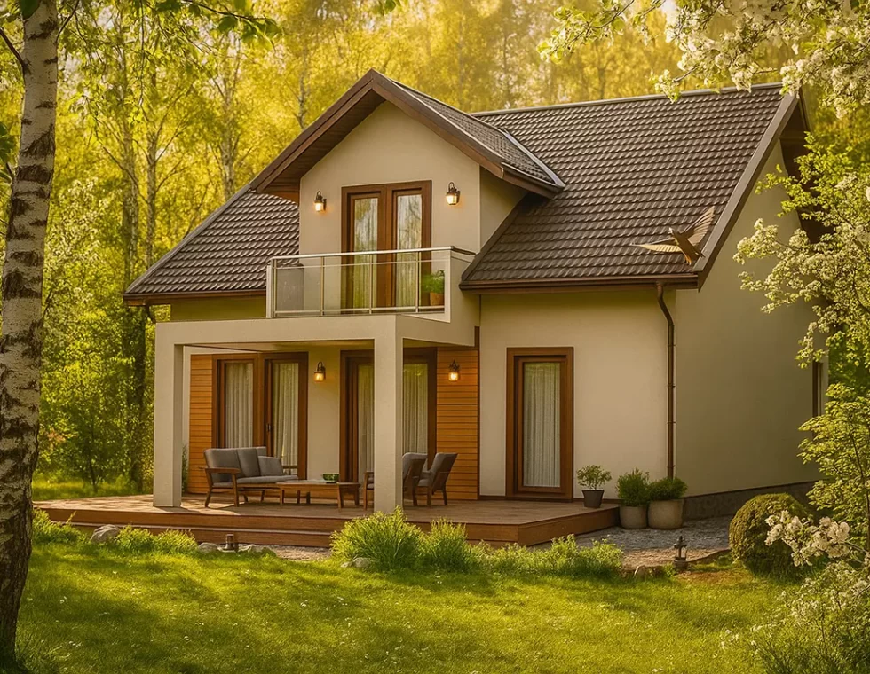 Каркасный дом с мансардой и балконом КД-440 фото 2