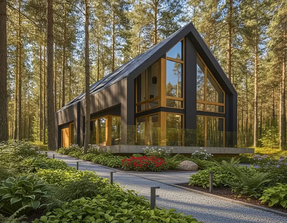 Двухэтажный каркасный дом в стиле Barn House КД-490 фото 1