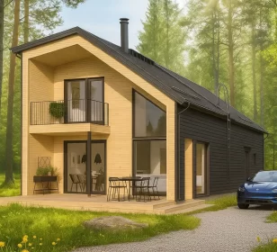 Двухэтажный каркасный дом с балконом и крыльцом КД-260 фото 2