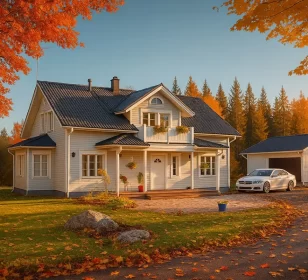 КД-470: двухэтажный каркасный дом с двумя террасами