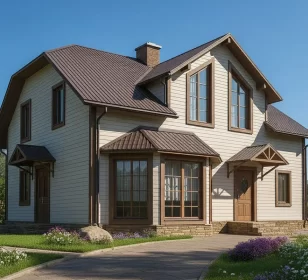 Двухэтажный дом с эркером КД-160 фото