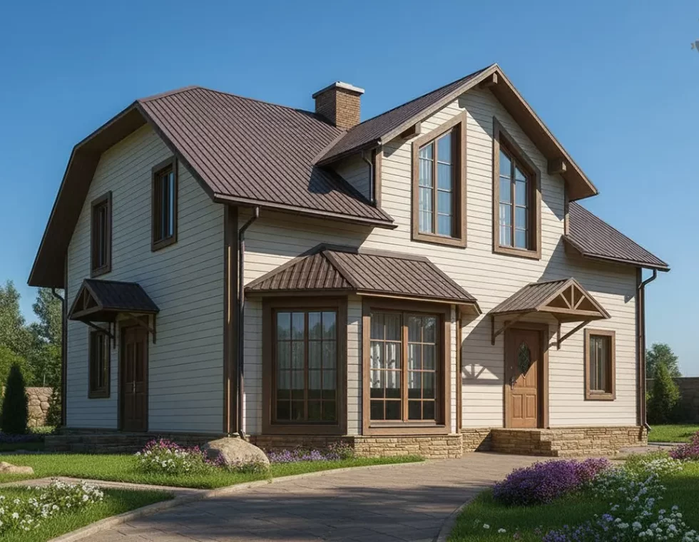 Двухэтажный дом с эркером КД-160 фото