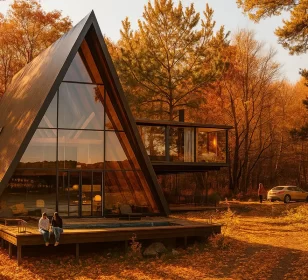 Двухэтажный каркасный дом с панорамными окнами и двумя террасами КД-630 фото