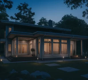 Двухэтажный каркасный дом с панорамными окнами и сауной КД-740 фото 2