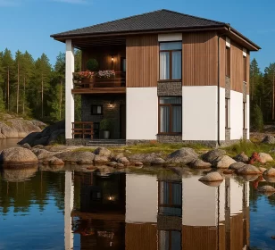 Двухэтажный каркасный дом с террасой и балконом КД-730 фото 2