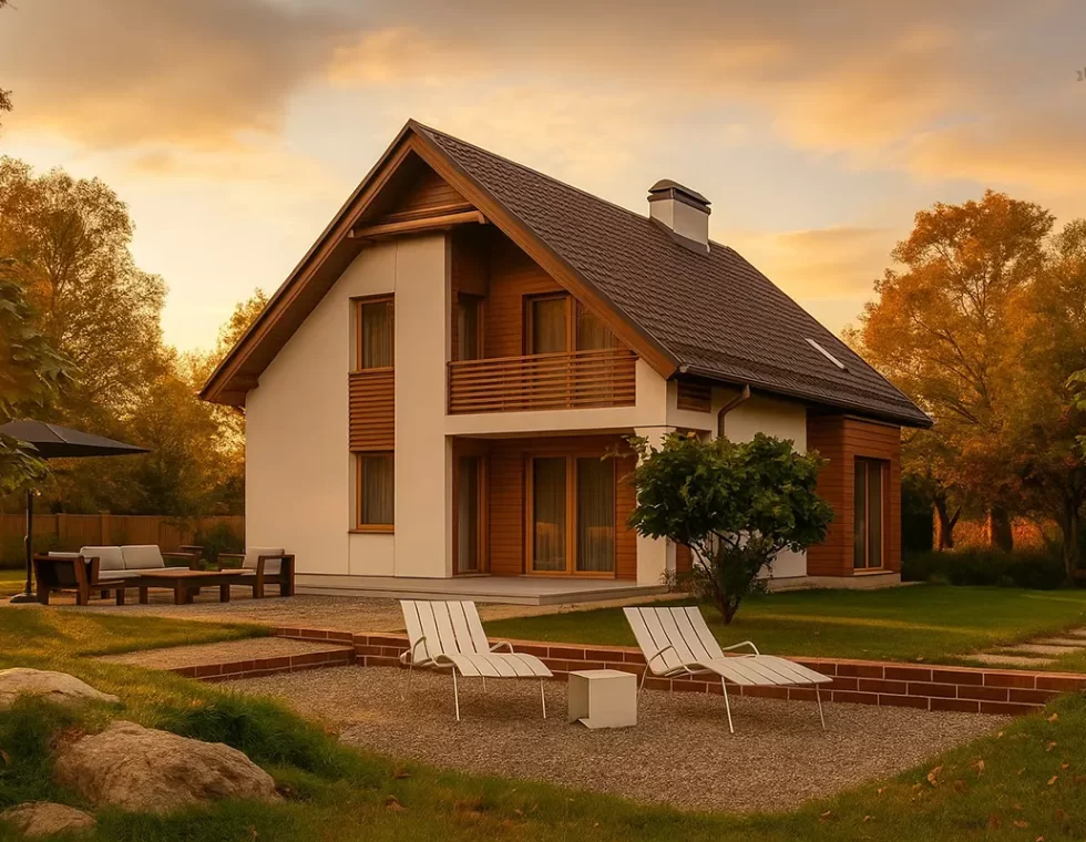 Двухэтажный каркасный дом с мансардой КД-210 фото 1