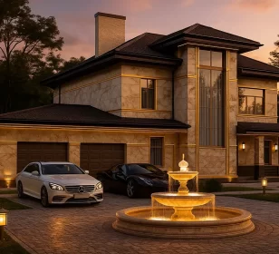 Двухэтажный каркасный дом с мансардой и гаражом КД-400 фото 1