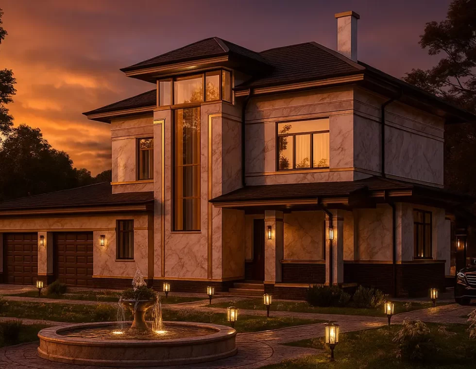 Двухэтажный каркасный дом с мансардой и гаражом КД-400 фото 2