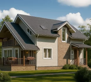 Двухэтажный каркасный дом с террасой КД-30 фото 2