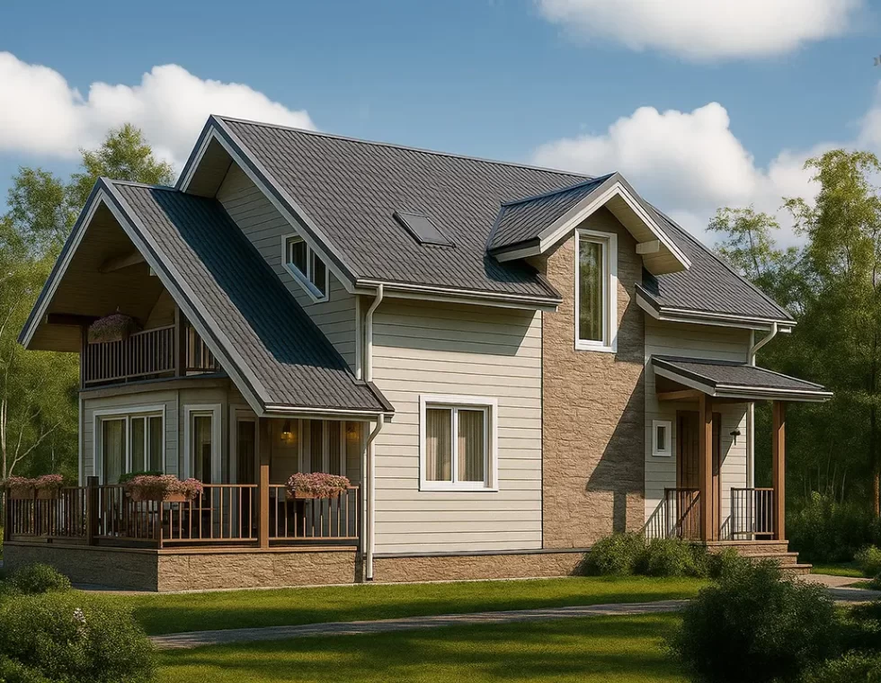 Двухэтажный каркасный дом с террасой КД-30 фото 2