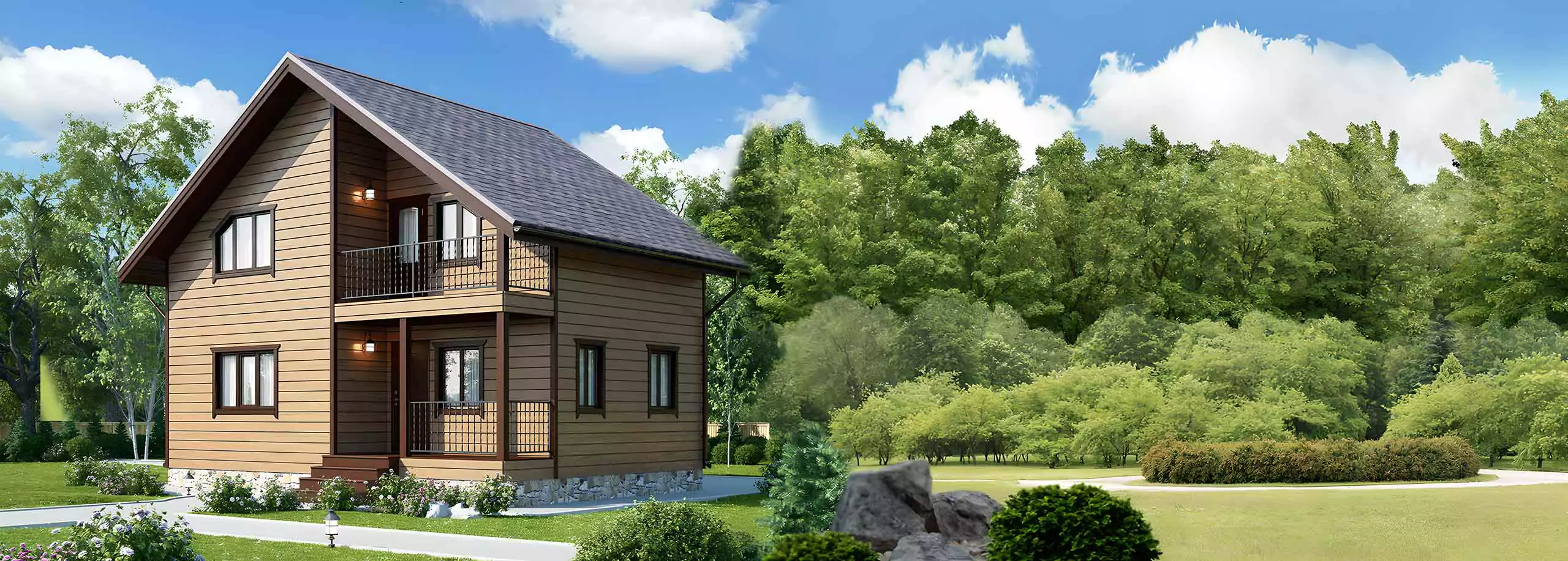 Каркасные дома с двускатной крышей